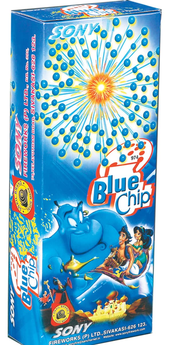 Blue Chip (2 Pieces) – Cool Blue Brilliance With Crackling Crowns | Sony Fireworks | Umayal Crackers thumbnail