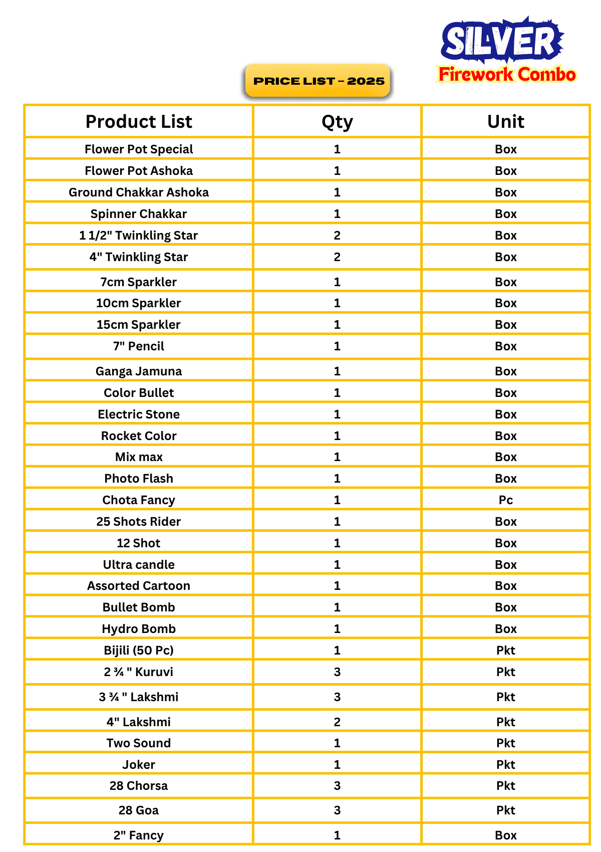 Silver Fireworks Combo hover