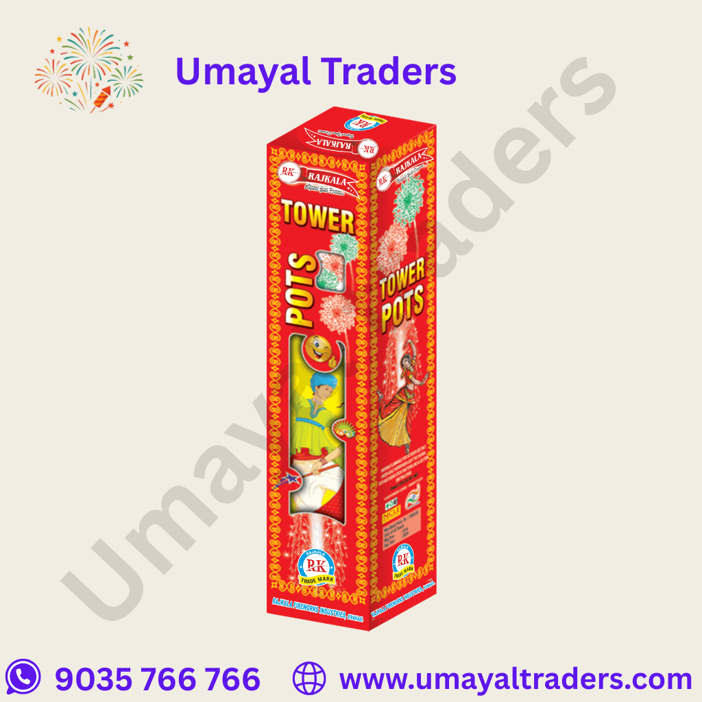 Raj kala Tower Pots Red & Green Crack Fountain 2 Shot Sky