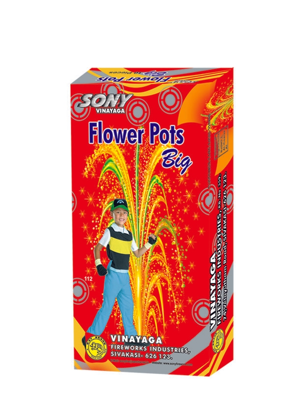 Flowerpots Big (10 Pieces, Embossed) – Sony Fireworks | Umayal Crackers